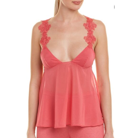 La Perla IT Sz 2 US S English Rose Ruffle Straps Silk Camisole Coral Pink NEW - Picture 1 of 9